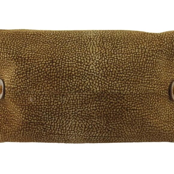 BORBONESE Handbag Ushura Pattern Beige Suede ?~ Leather Authentic Used G1614 - Picture 3 of 8